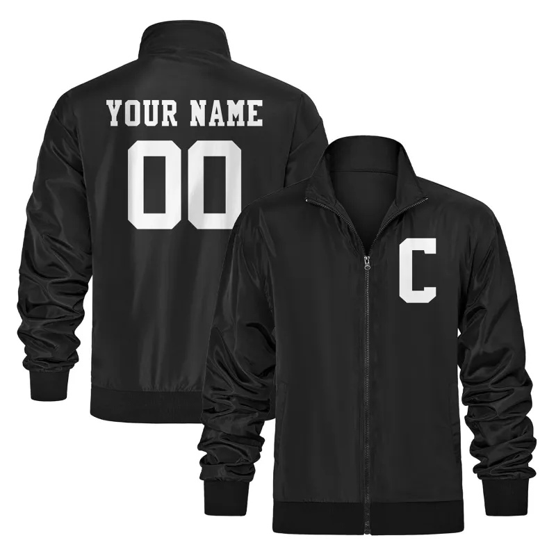 Custom Black Bomber Jacket — Add Monogram Initial / Name / Number made by Tailorly