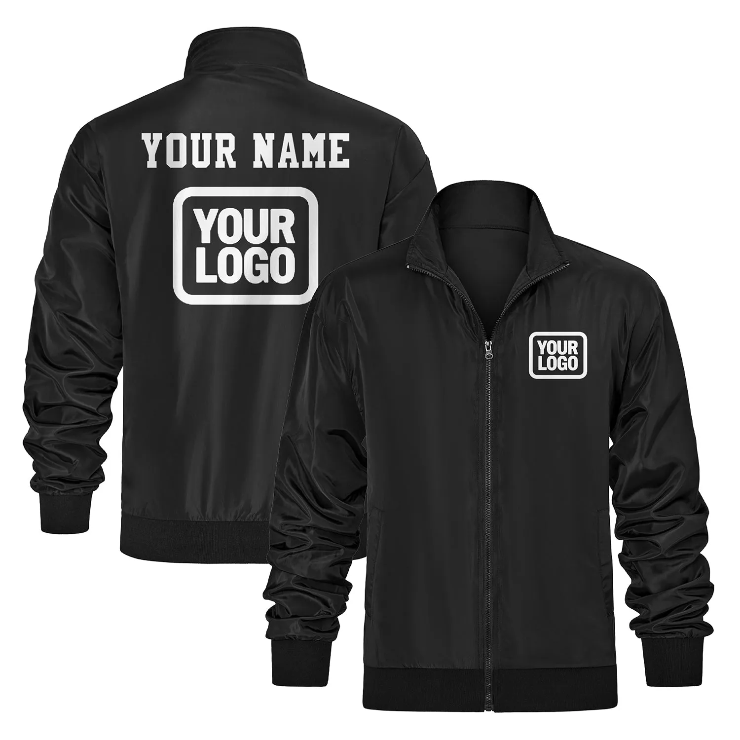 Custom Black Bomber Jacket — Add Name/Logo sold by Tailorly