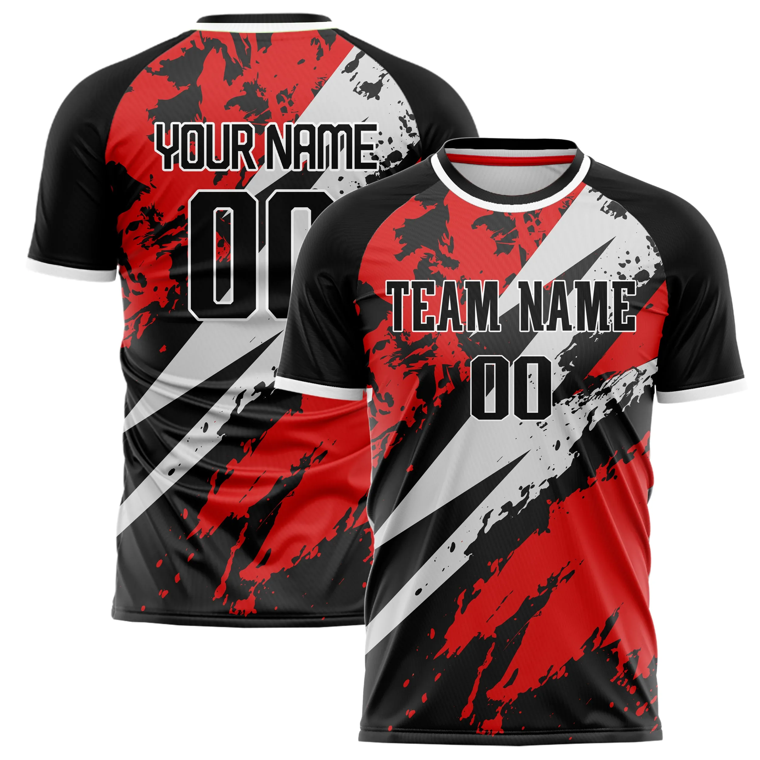 Custom Red Black Pattern Soccer Jersey sold by Tailorly