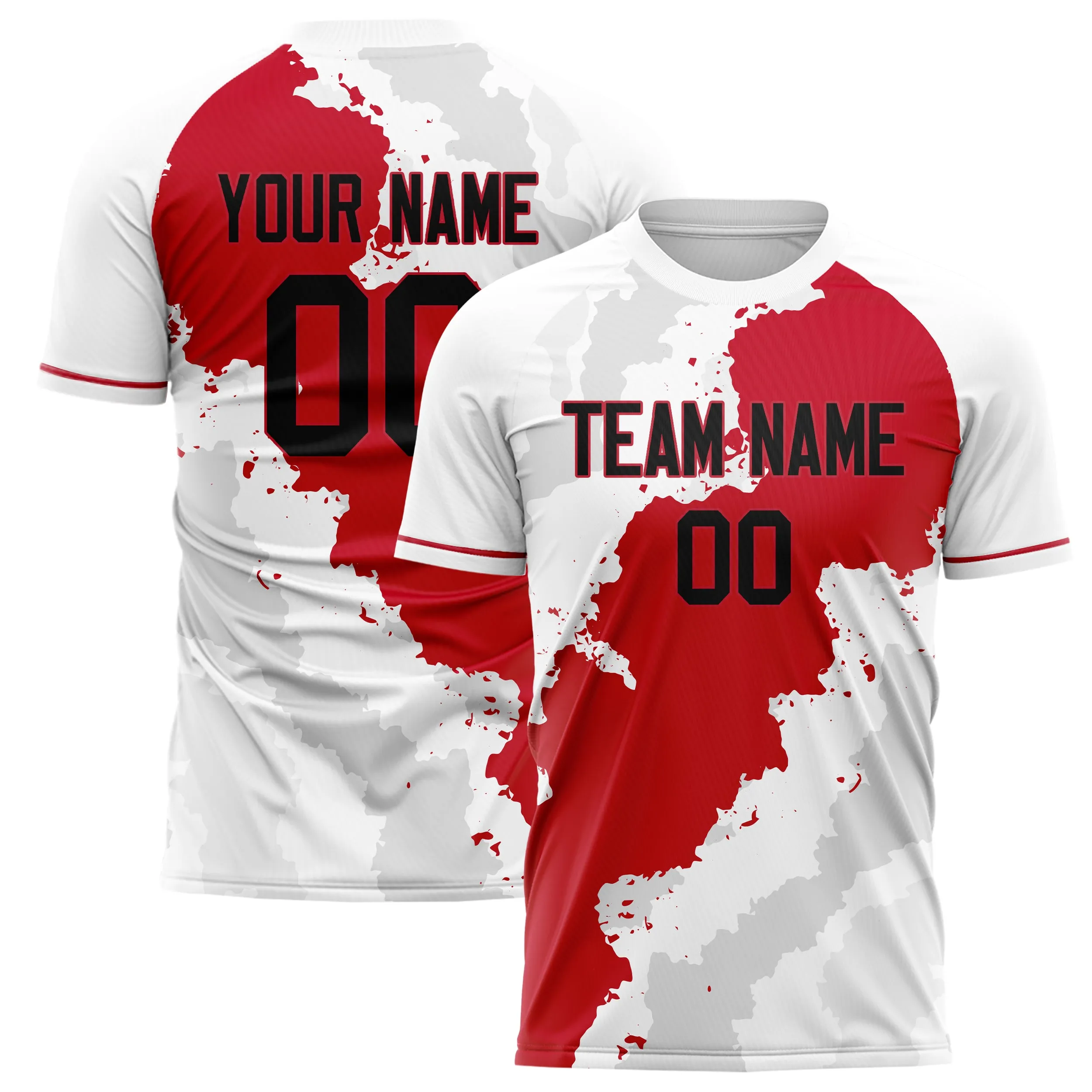 Custom White Red Pattern Soccer Jersey sold by Tailorly