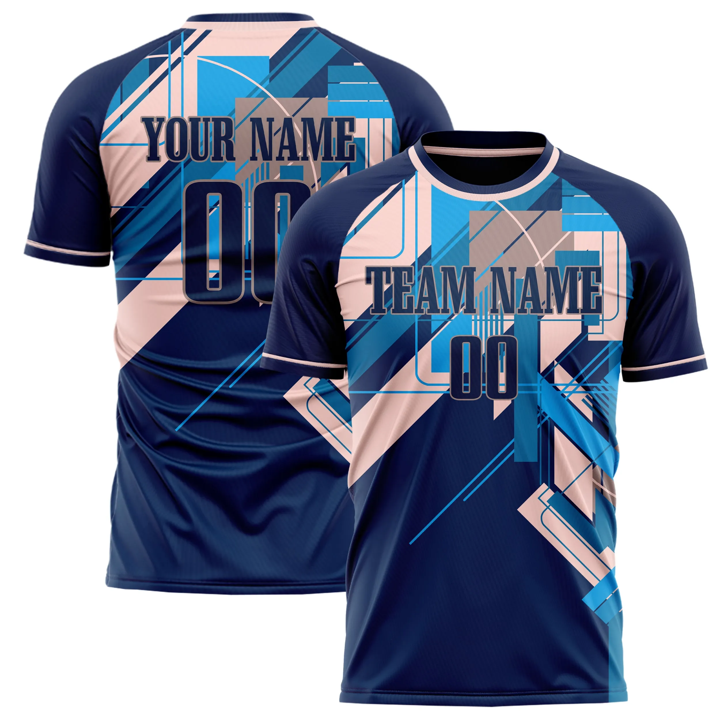 Custom Navy Pink Pattern Soccer Jersey sold by Tailorly