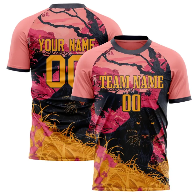 Custom Pink Black Pattern Soccer Jersey made by Tailorly