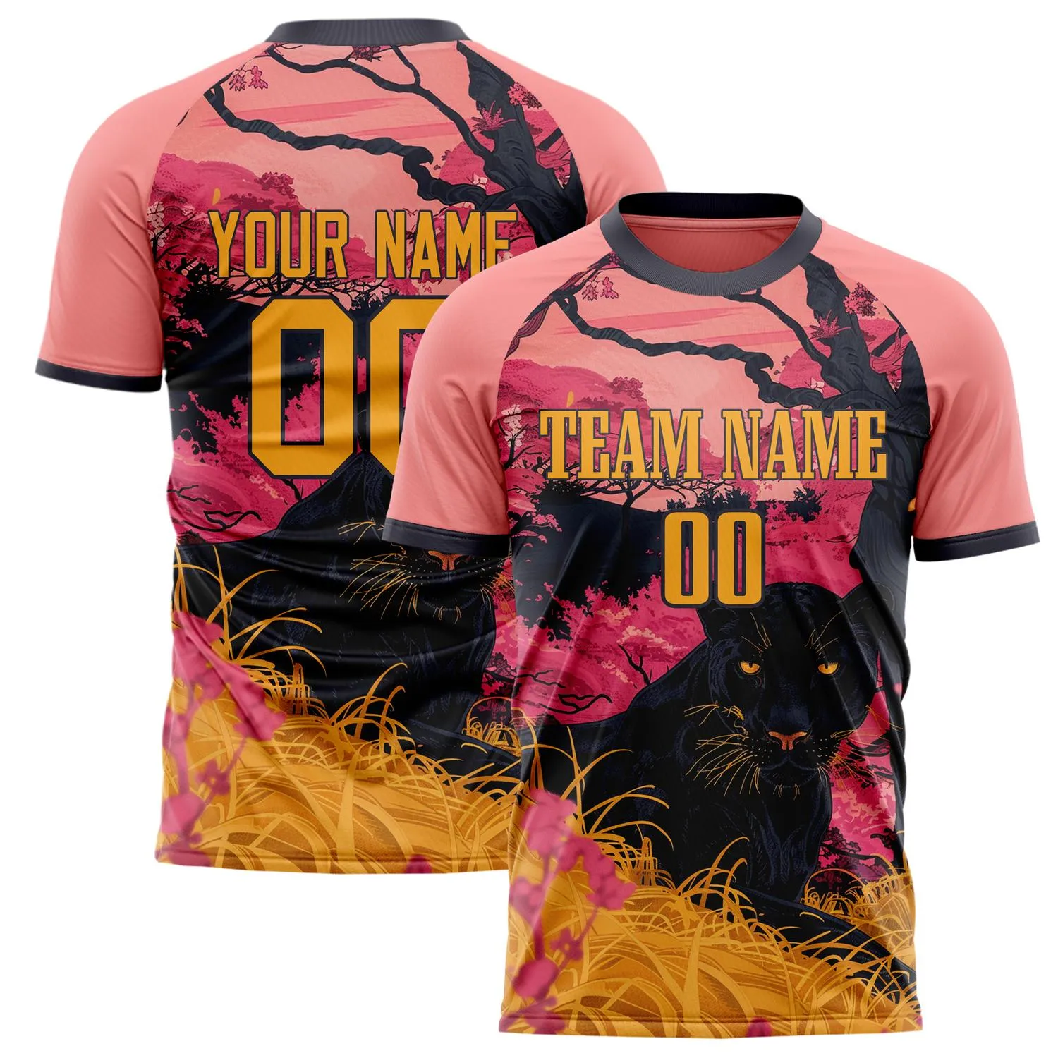 Custom Pink Black Pattern Soccer Jersey sold by Tailorly