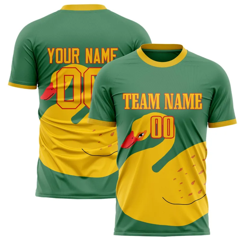 Custom Green Gold Pattern Soccer Jersey made by Tailorly
