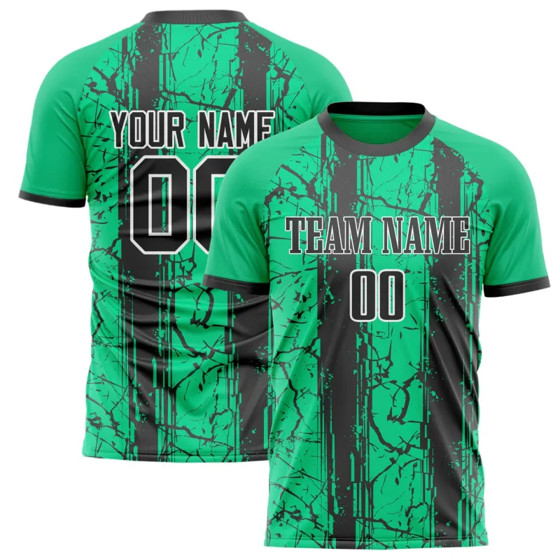 Custom Green Black Pattern Soccer Jersey made by Tailorly