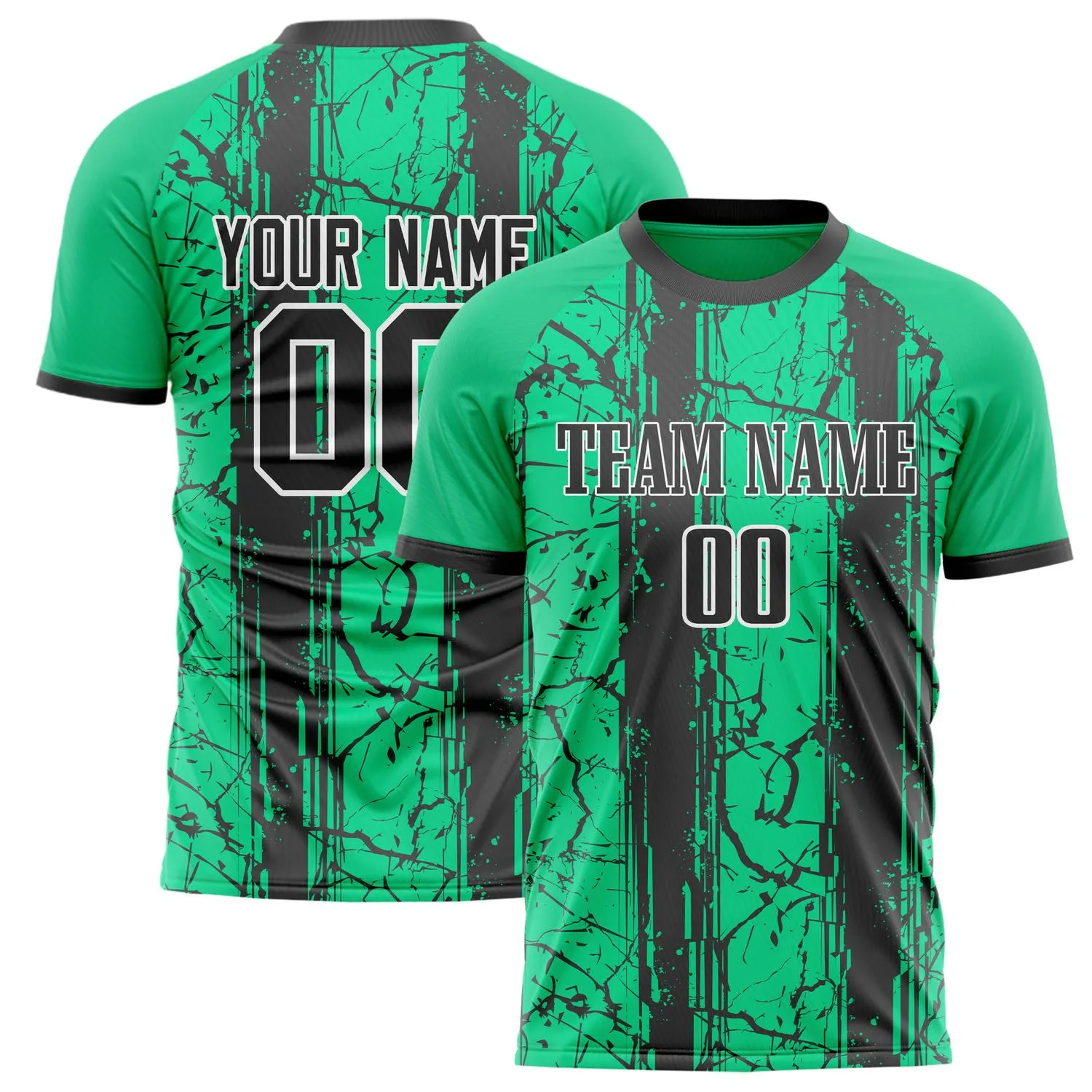 Custom Green Black Pattern Soccer Jersey sold by Tailorly