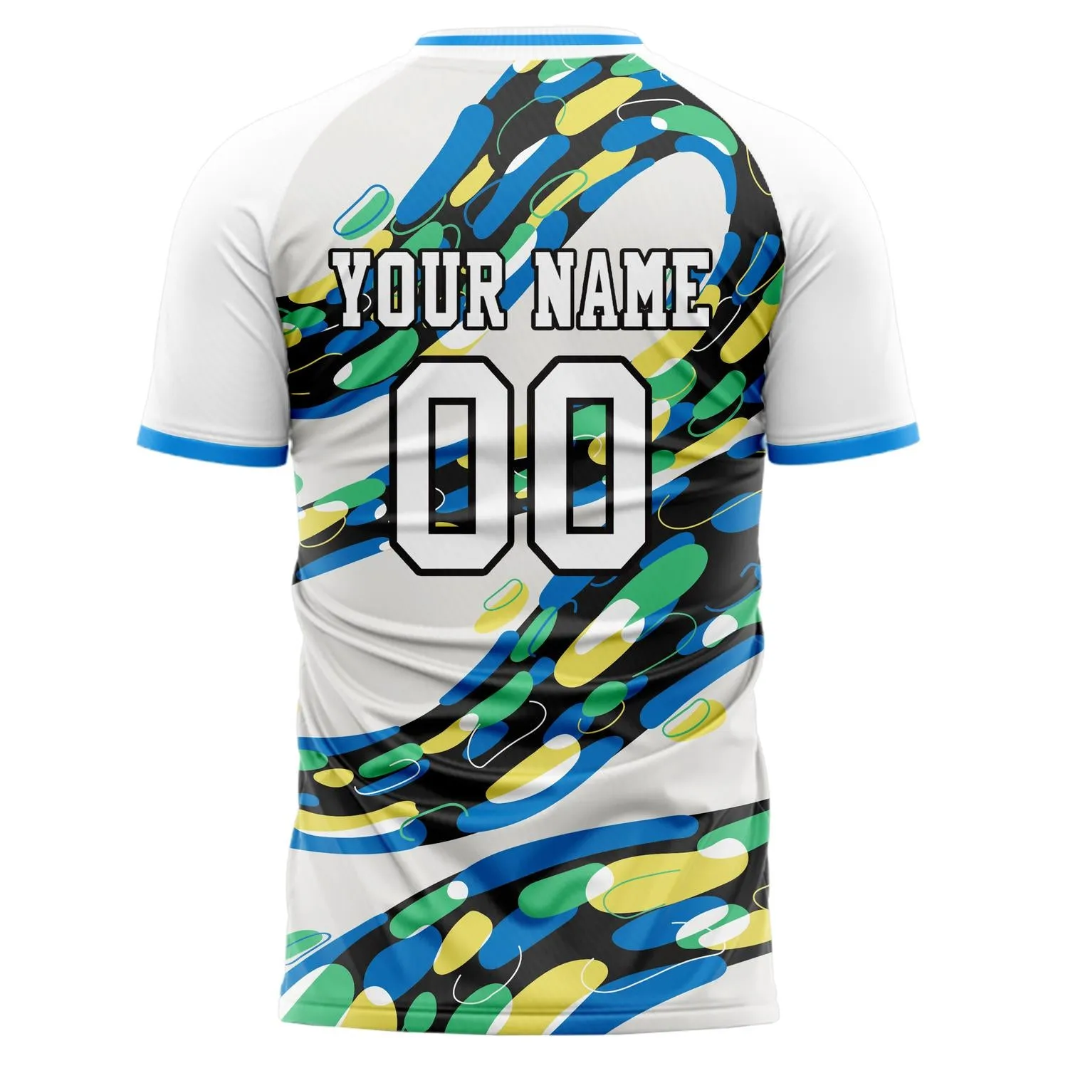 Custom White Blue Pattern Soccer Jersey sold by Tailorly product image thumbnail 3