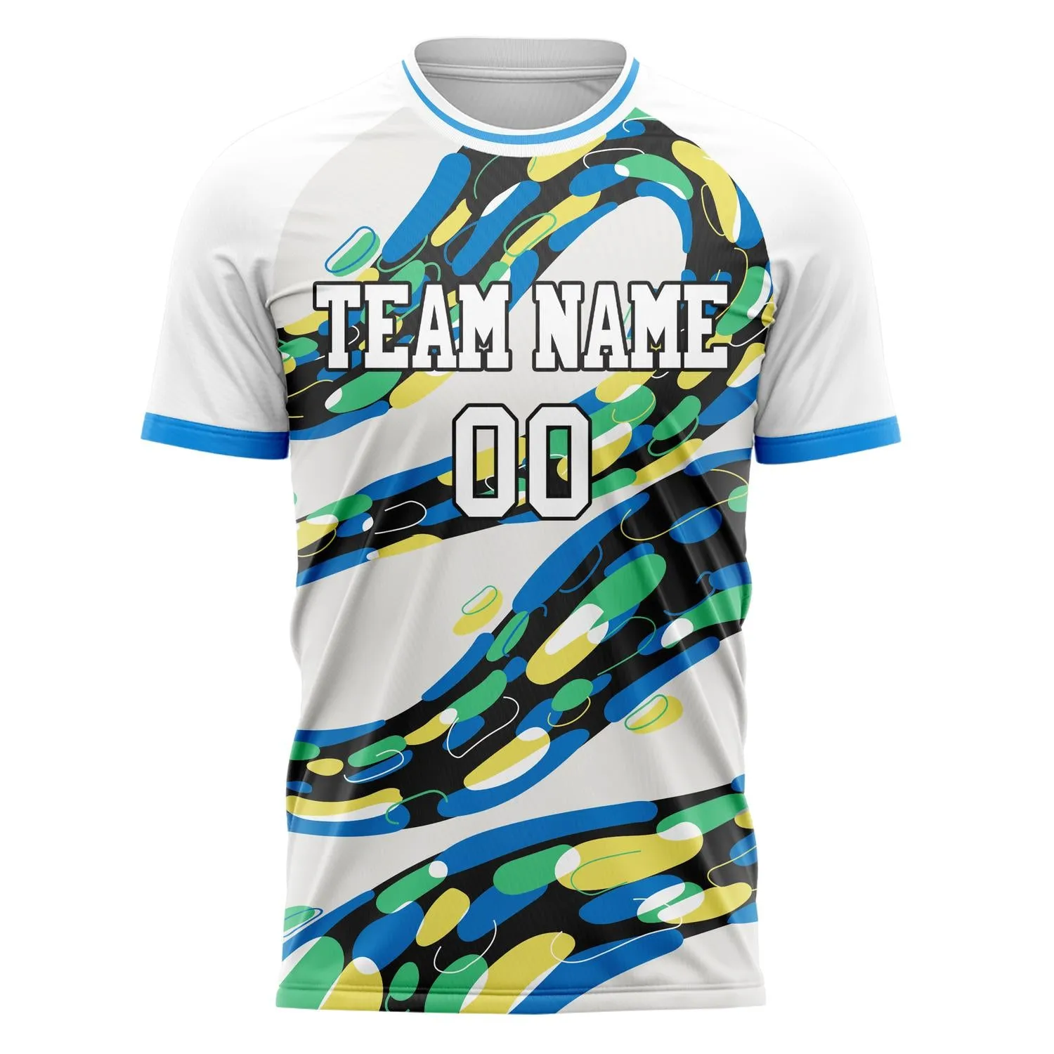 Custom White Blue Pattern Soccer Jersey sold by Tailorly product image thumbnail 2