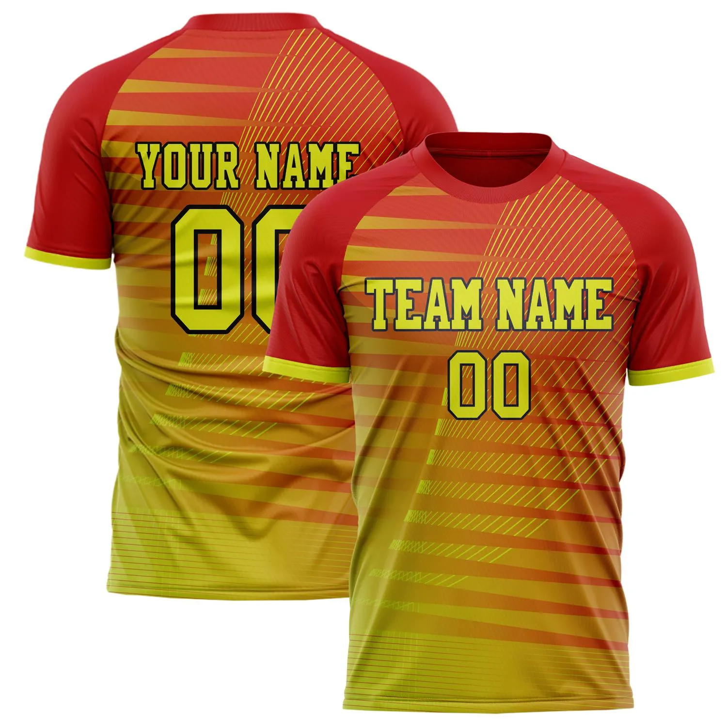 Custom Red Yellow Pattern Soccer Jersey sold by Tailorly