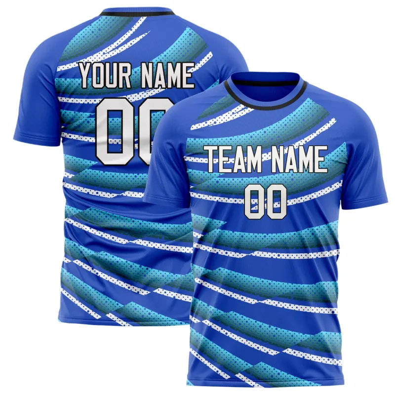 Custom Blue White Pattern Soccer Jersey made by Tailorly