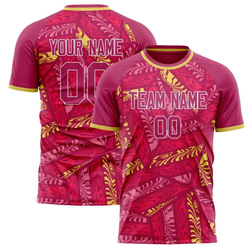 Custom Pink Gold Pattern Soccer Jersey made by Tailorly