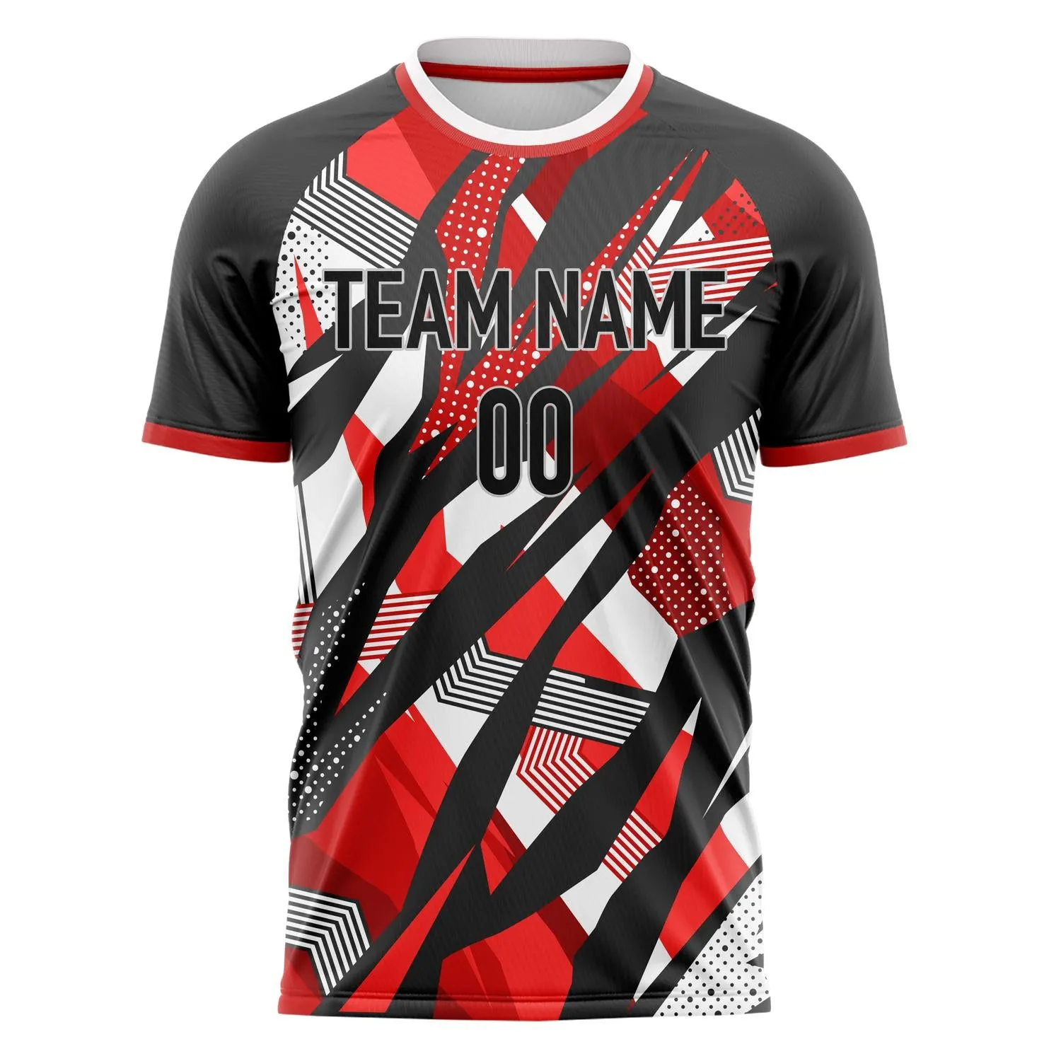 Custom Black Red Pattern Soccer Jersey sold by Tailorly product image thumbnail 2