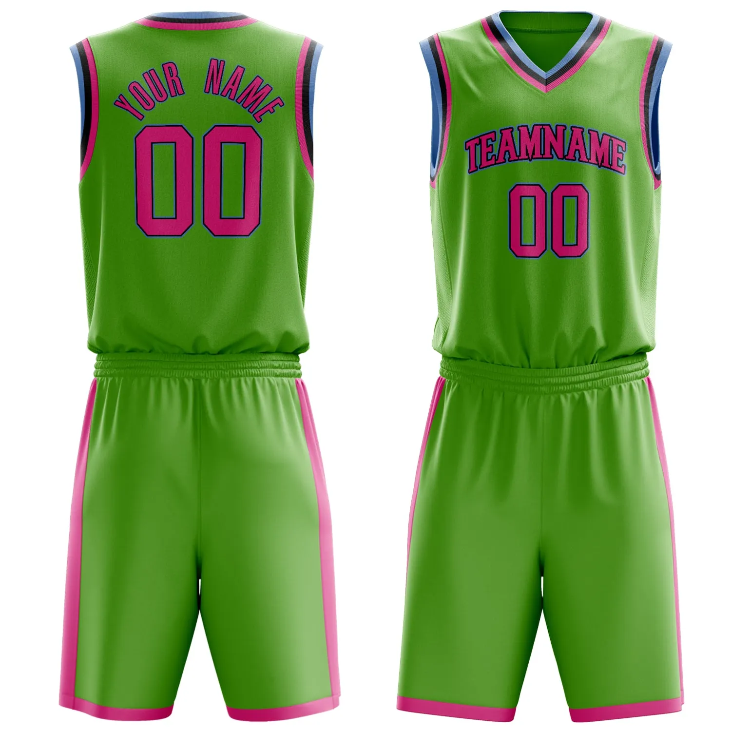 Custom Neon-Green Pink Solid Color Basketball Set sold by Tailorly