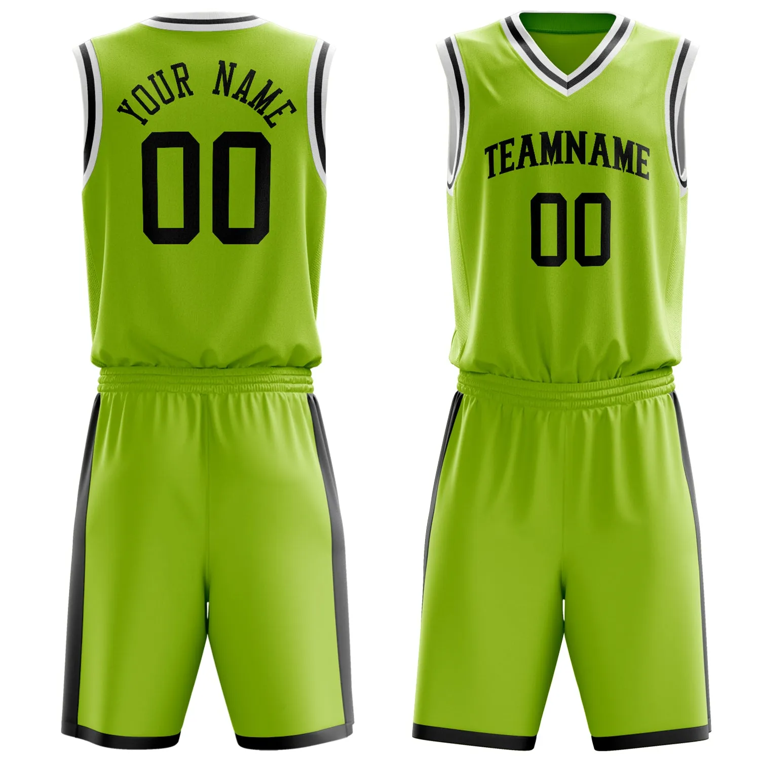 Custom Neon-Green Black Solid Color Basketball Set sold by Tailorly