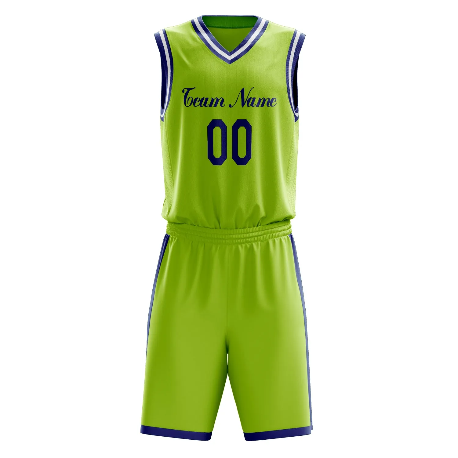 Custom Neon-Green Navy Solid Color Basketball Set sold by Tailorly product image thumbnail 2