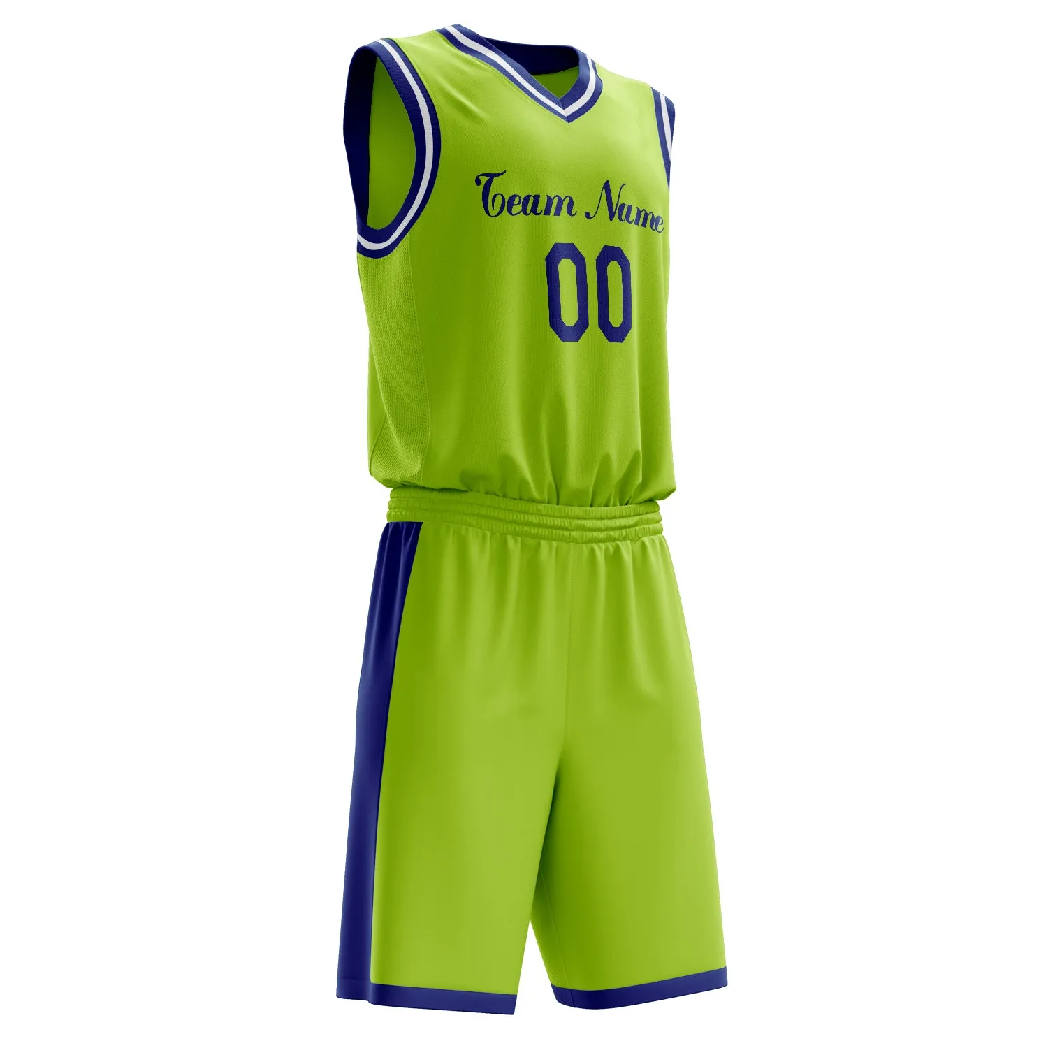 Custom Neon-Green Navy Solid Color Basketball Set sold by Tailorly product image thumbnail 3