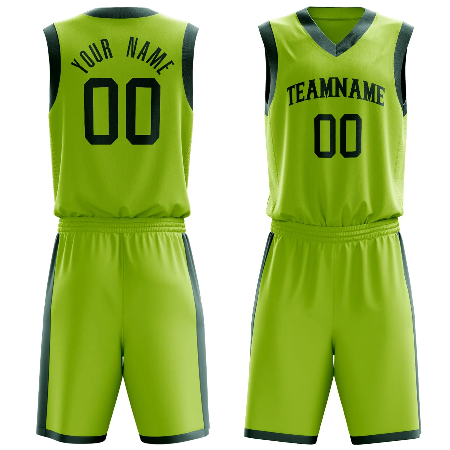 Custom Neon-Green Black Solid Color Basketball Set sold by Tailorly