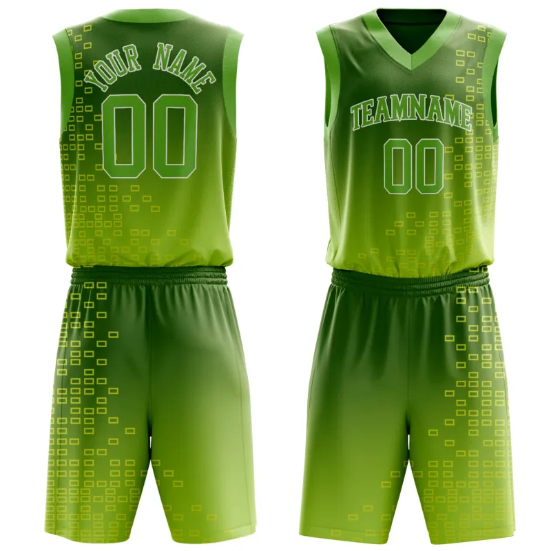 Custom Neon-Green White Solid Color Basketball Set made by Tailorly