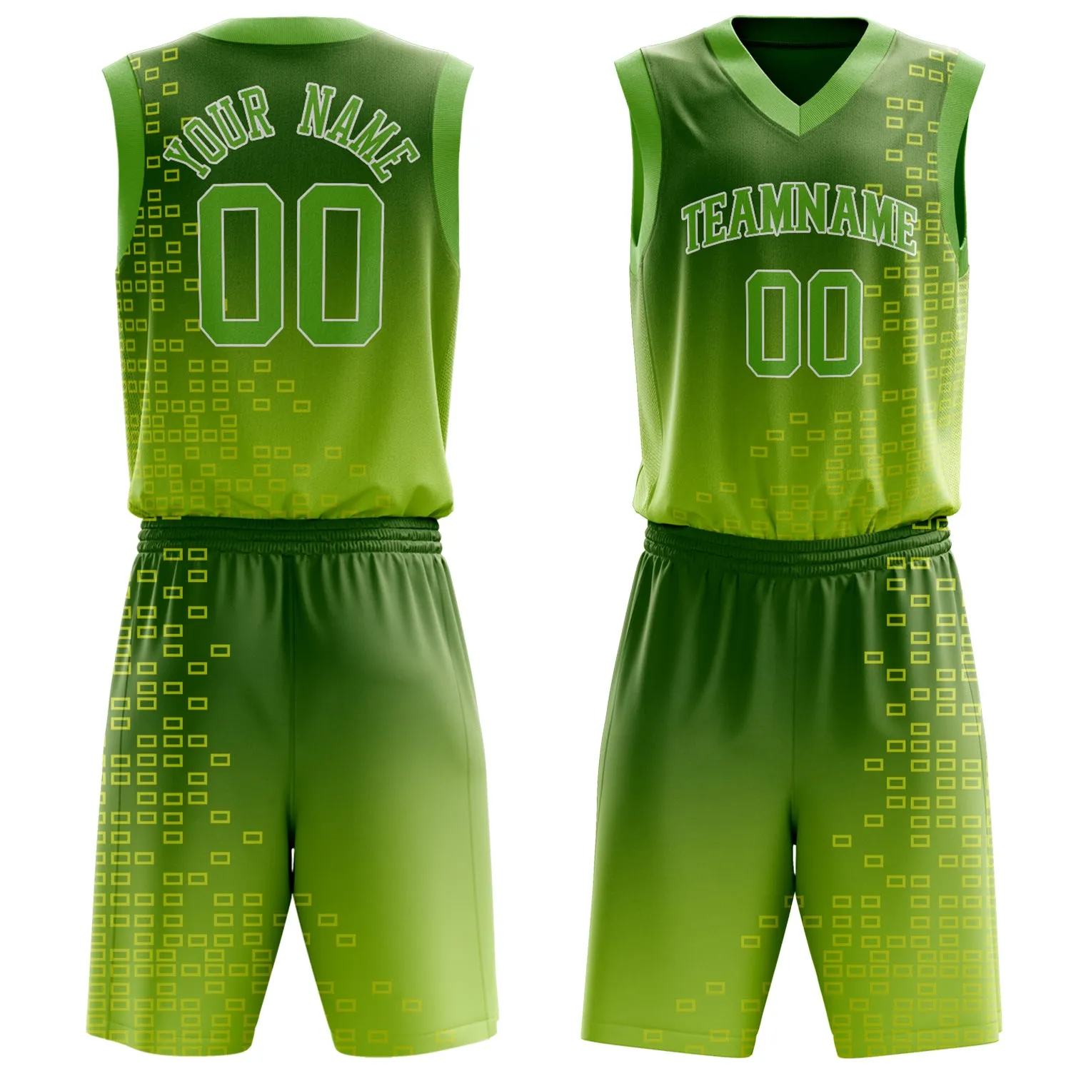 Custom Neon-Green White Solid Color Basketball Set sold by Tailorly