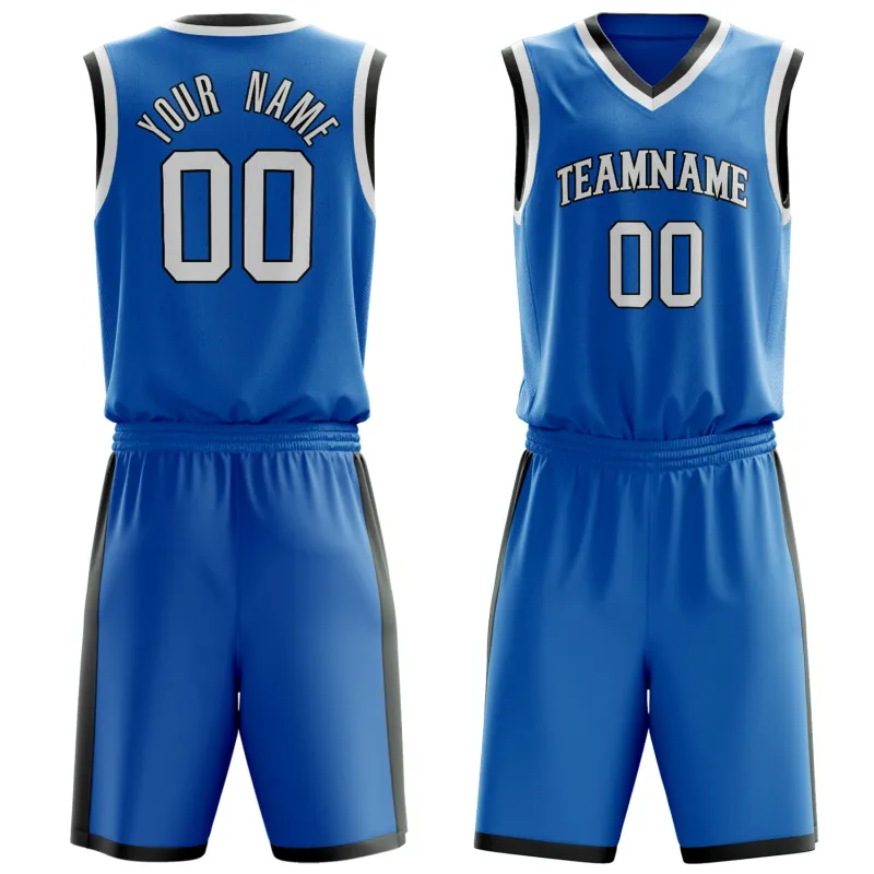 Custom Blue White Solid Color Basketball Set made by Tailorly