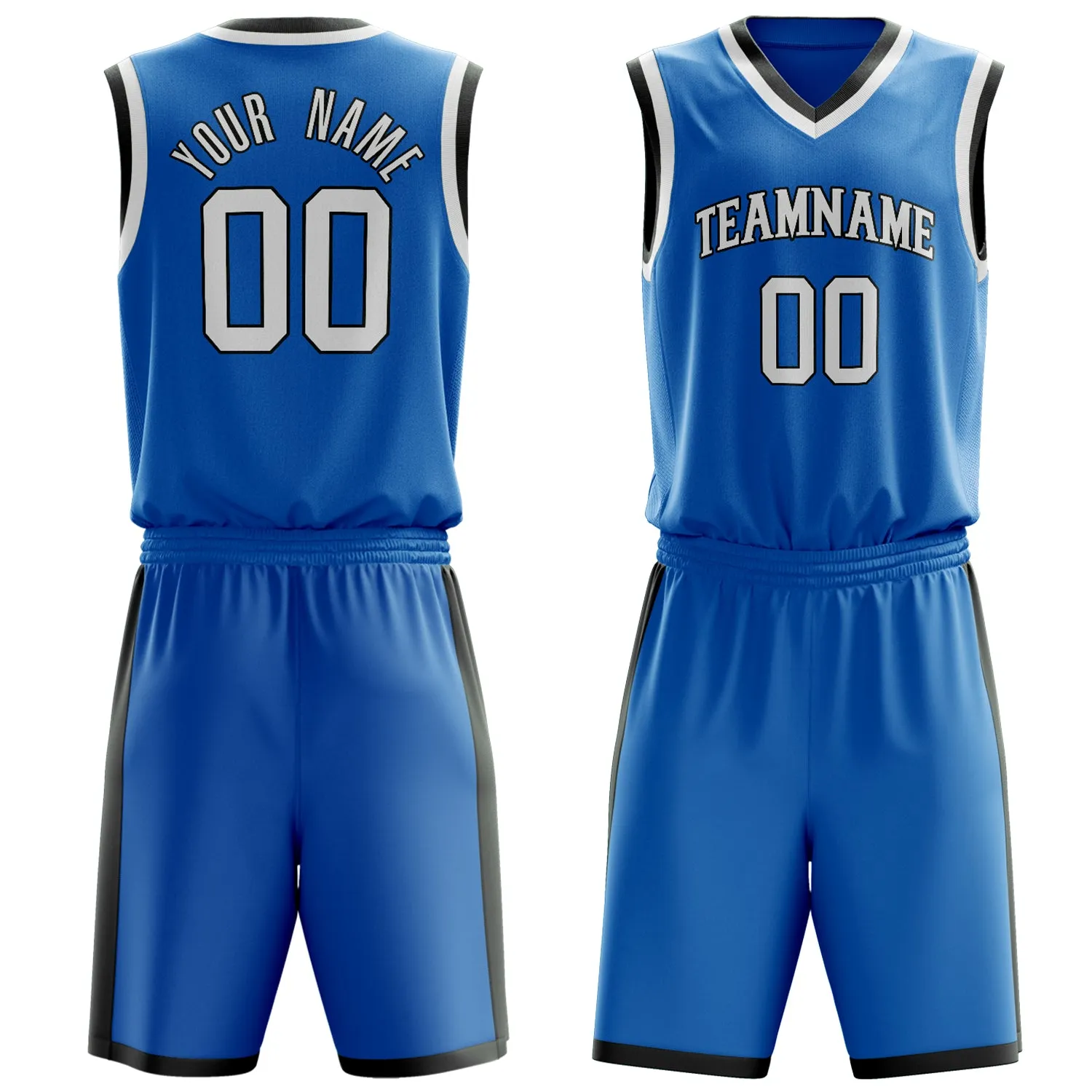 Custom Blue White Solid Color Basketball Set sold by Tailorly