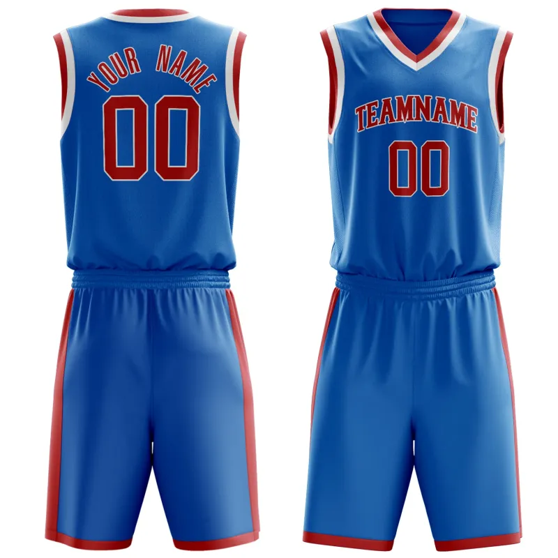 Custom Blue Red Solid Color Basketball Set made by Tailorly