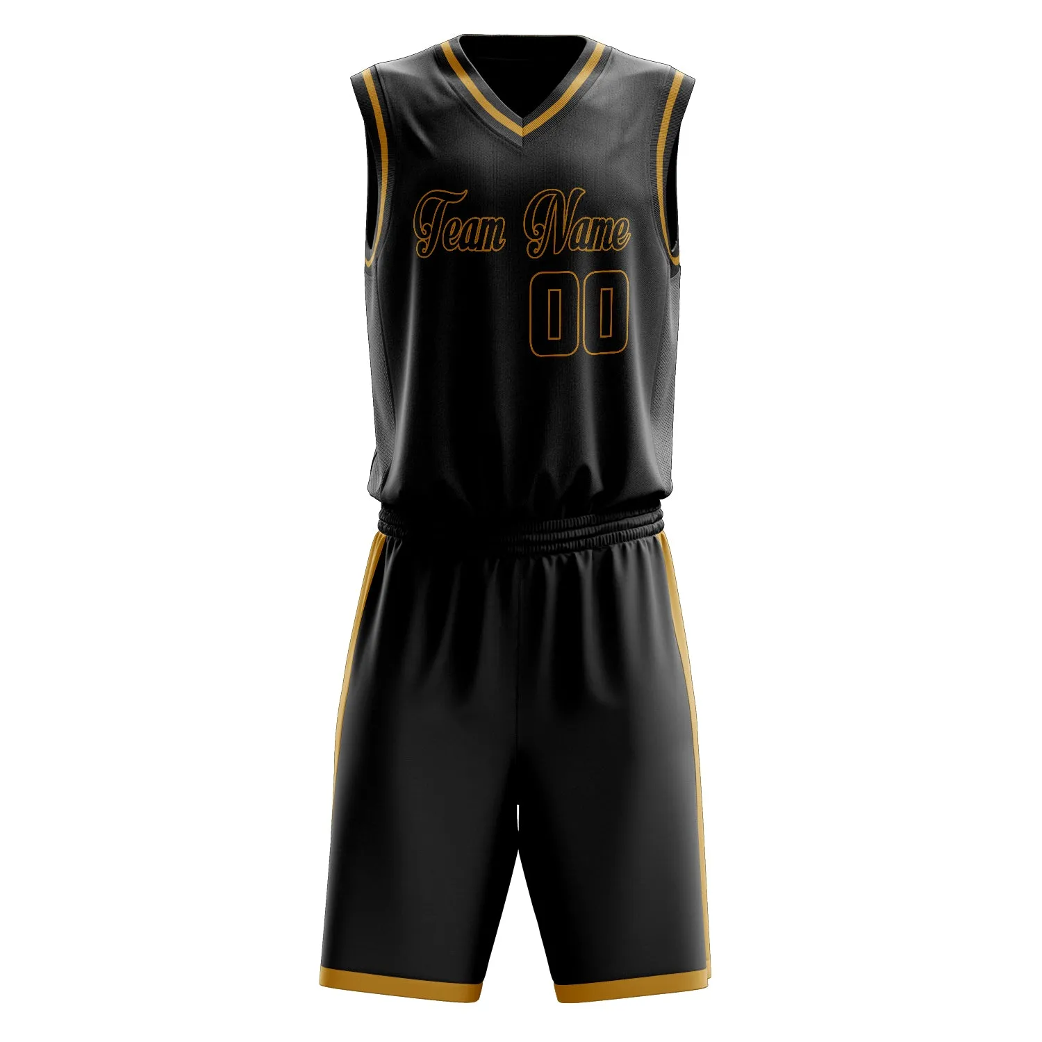 Custom Black Old-Gold Solid Color Basketball Set sold by Tailorly product image thumbnail 2