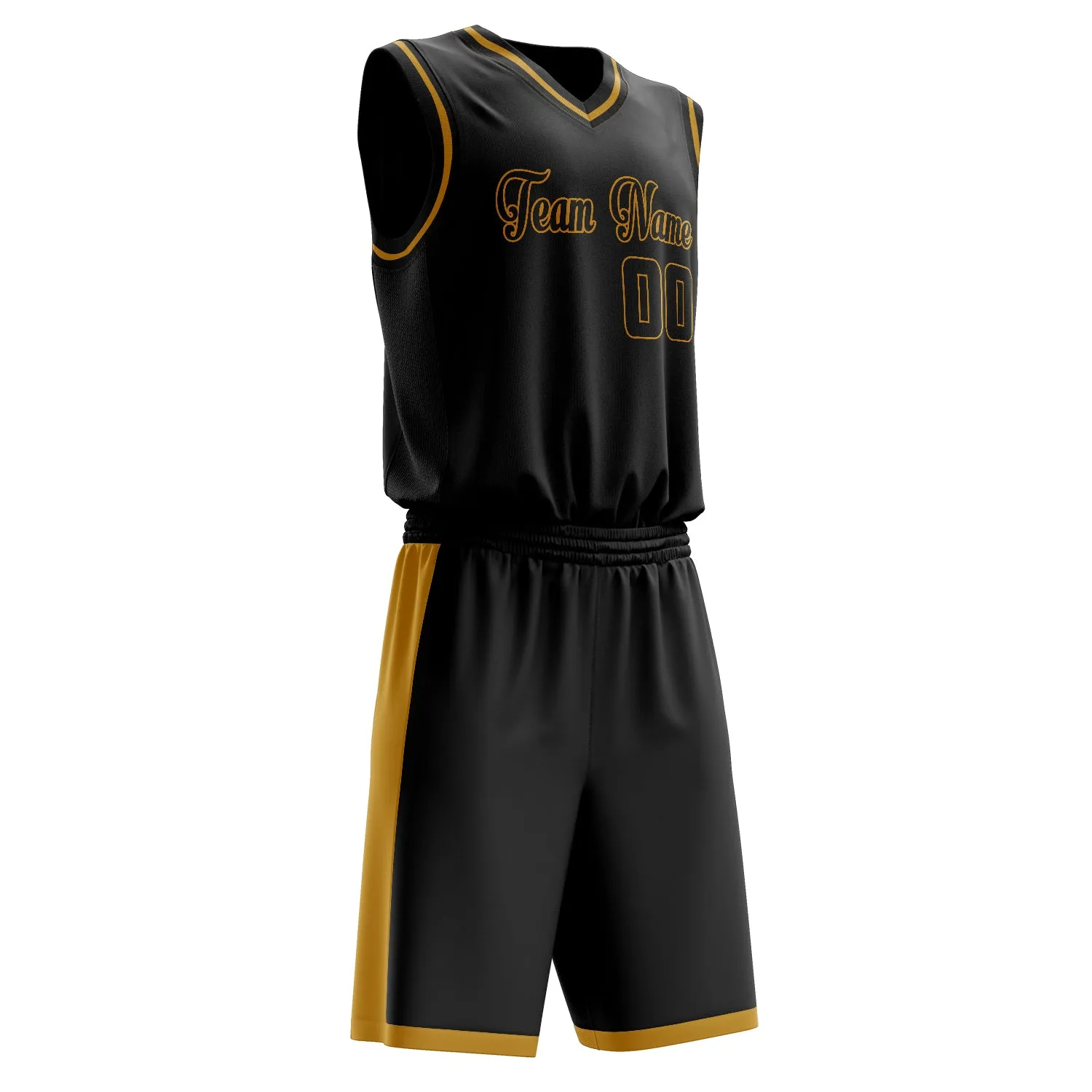 Custom Black Old-Gold Solid Color Basketball Set sold by Tailorly product image thumbnail 3