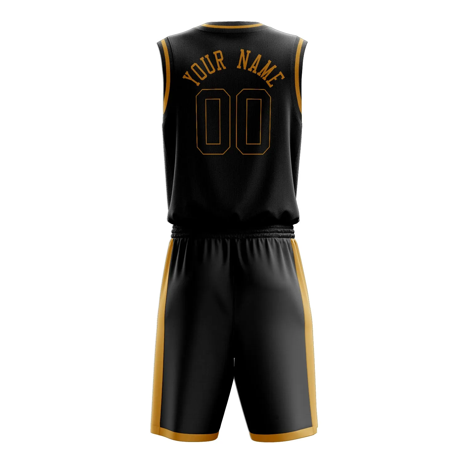 Custom Black Old-Gold Solid Color Basketball Set sold by Tailorly product image thumbnail 4