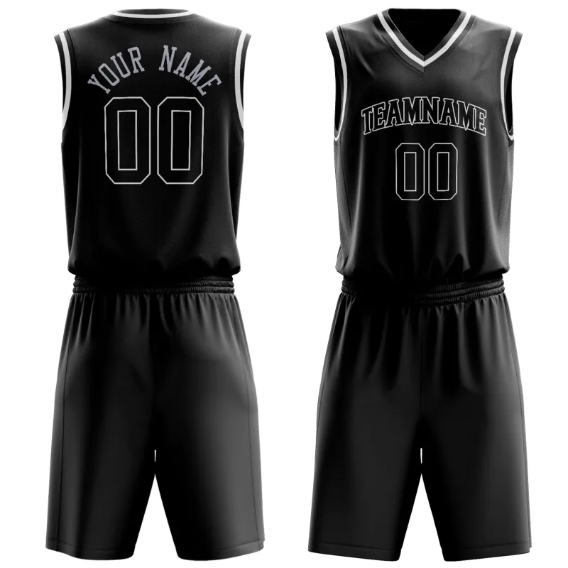 Custom Black White Solid Color Basketball Set made by Tailorly