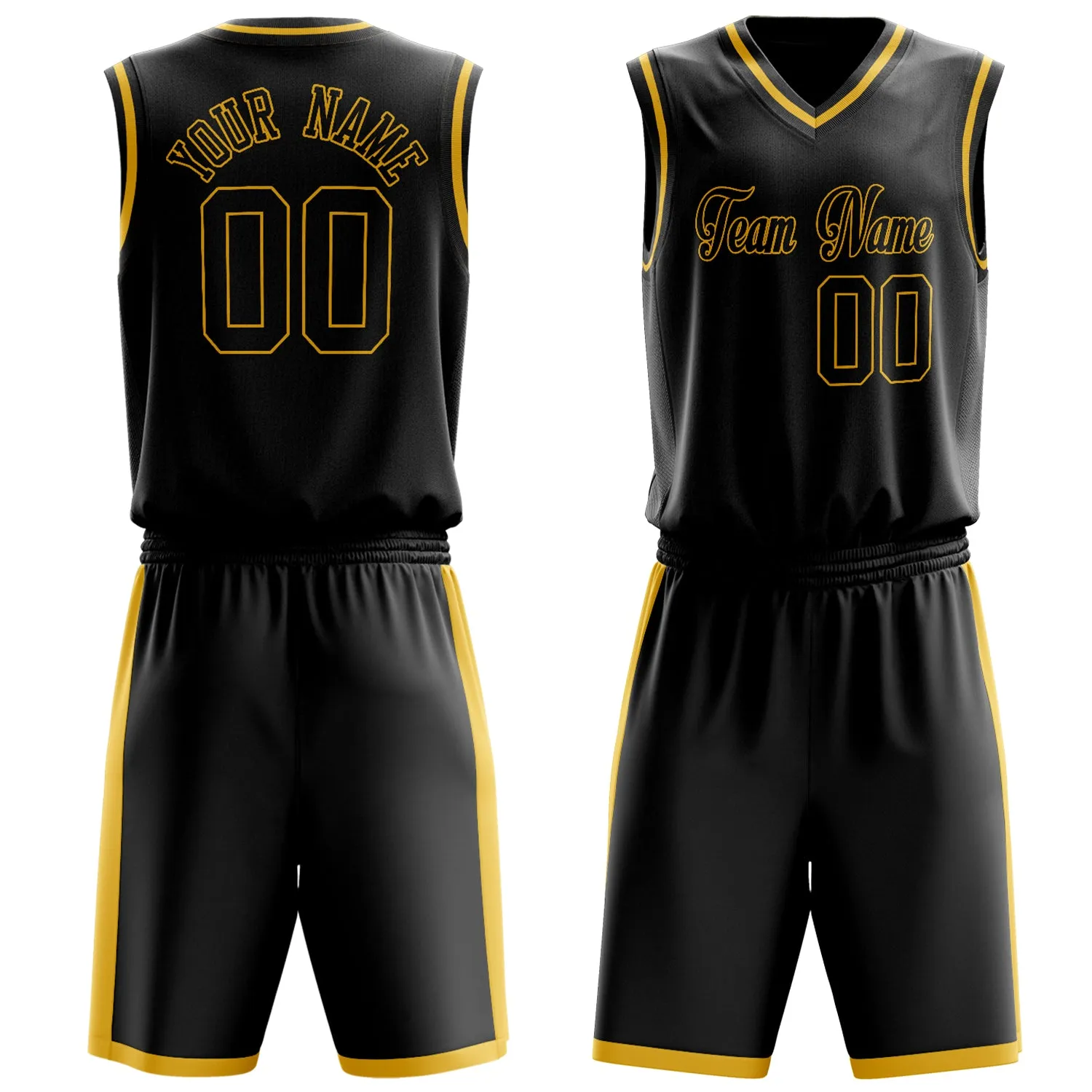 Custom Black Gold Solid Color Basketball Set sold by Tailorly