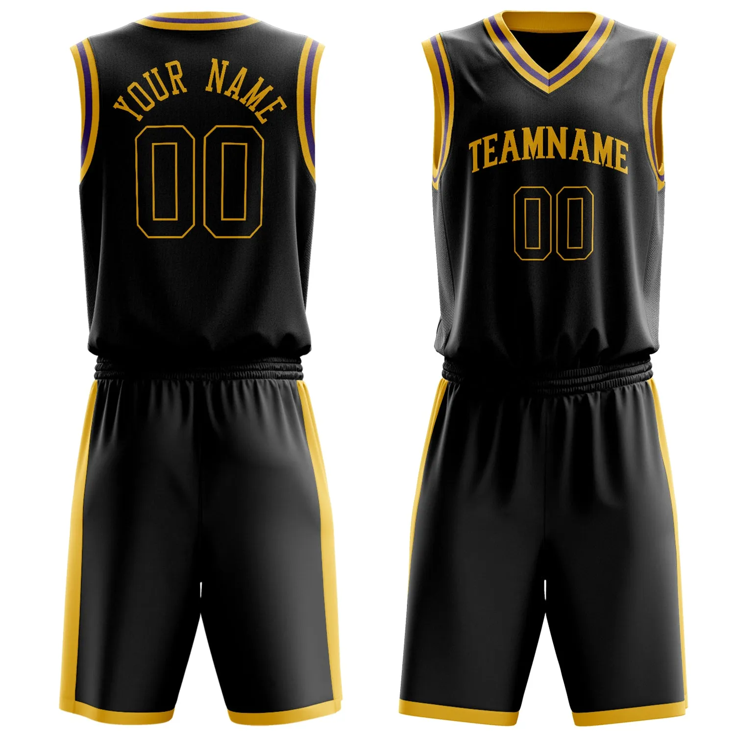 Custom Black Gold Solid Color Basketball Set sold by Tailorly