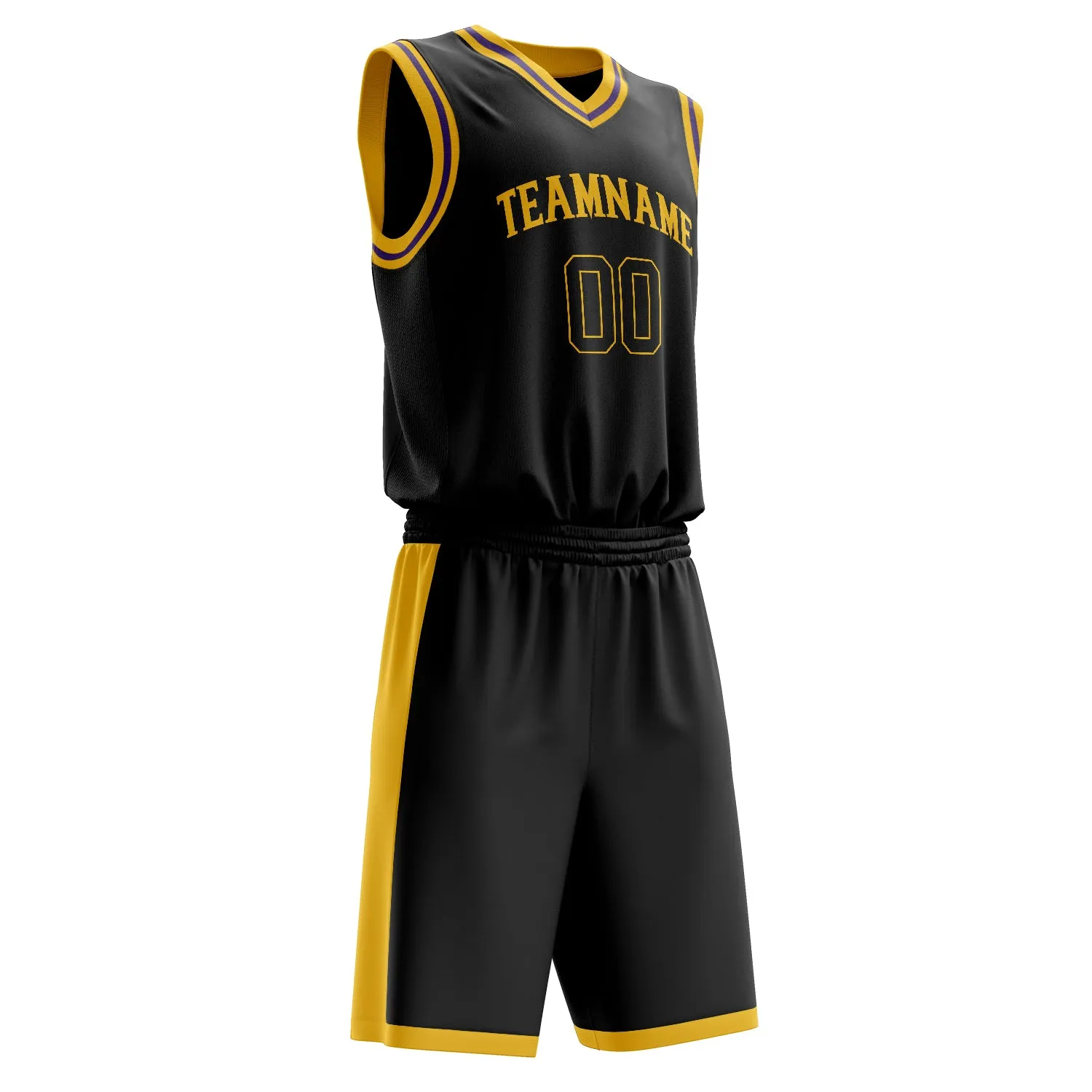 Custom Black Gold Solid Color Basketball Set sold by Tailorly product image thumbnail 3