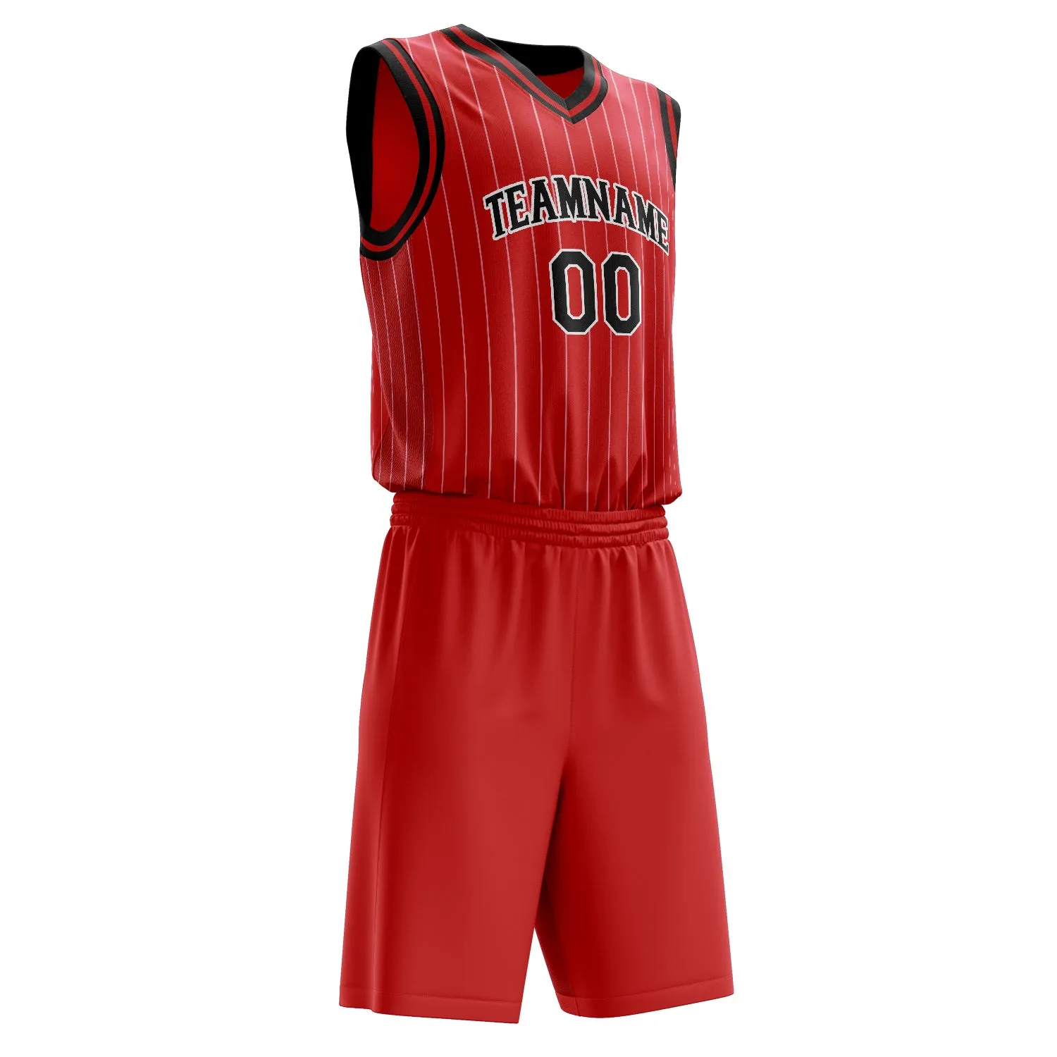 Custom Red Black Pinstripe Basketball Set sold by Tailorly product image thumbnail 3