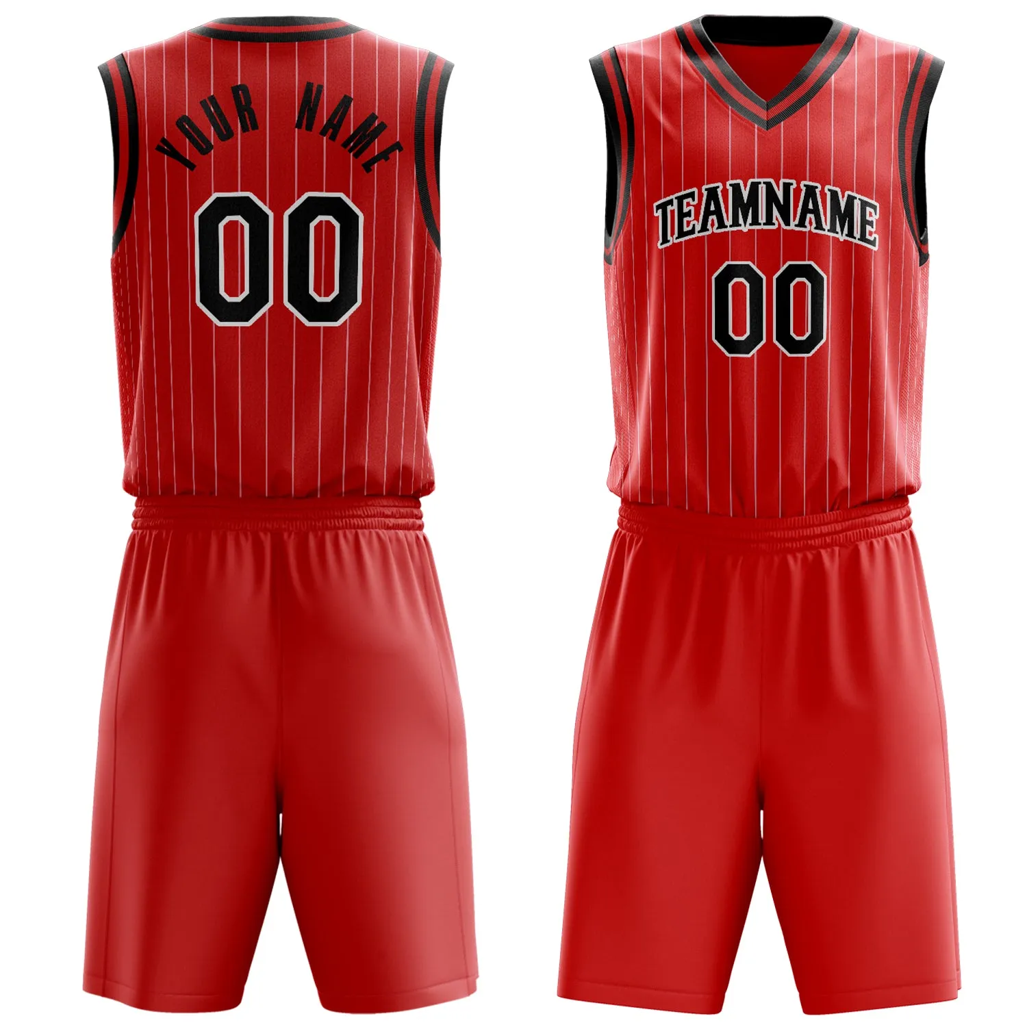 Custom Red Black Pinstripe Basketball Set sold by Tailorly