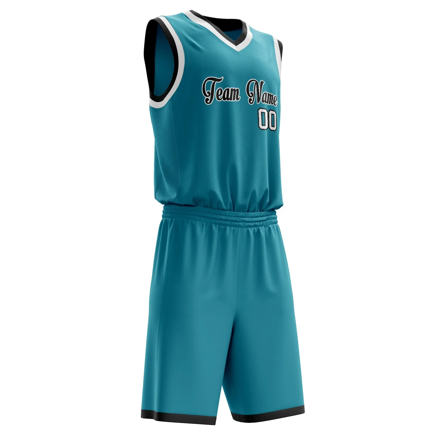 Custom Teal White Solid Color Basketball Set sold by Tailorly product image thumbnail 3