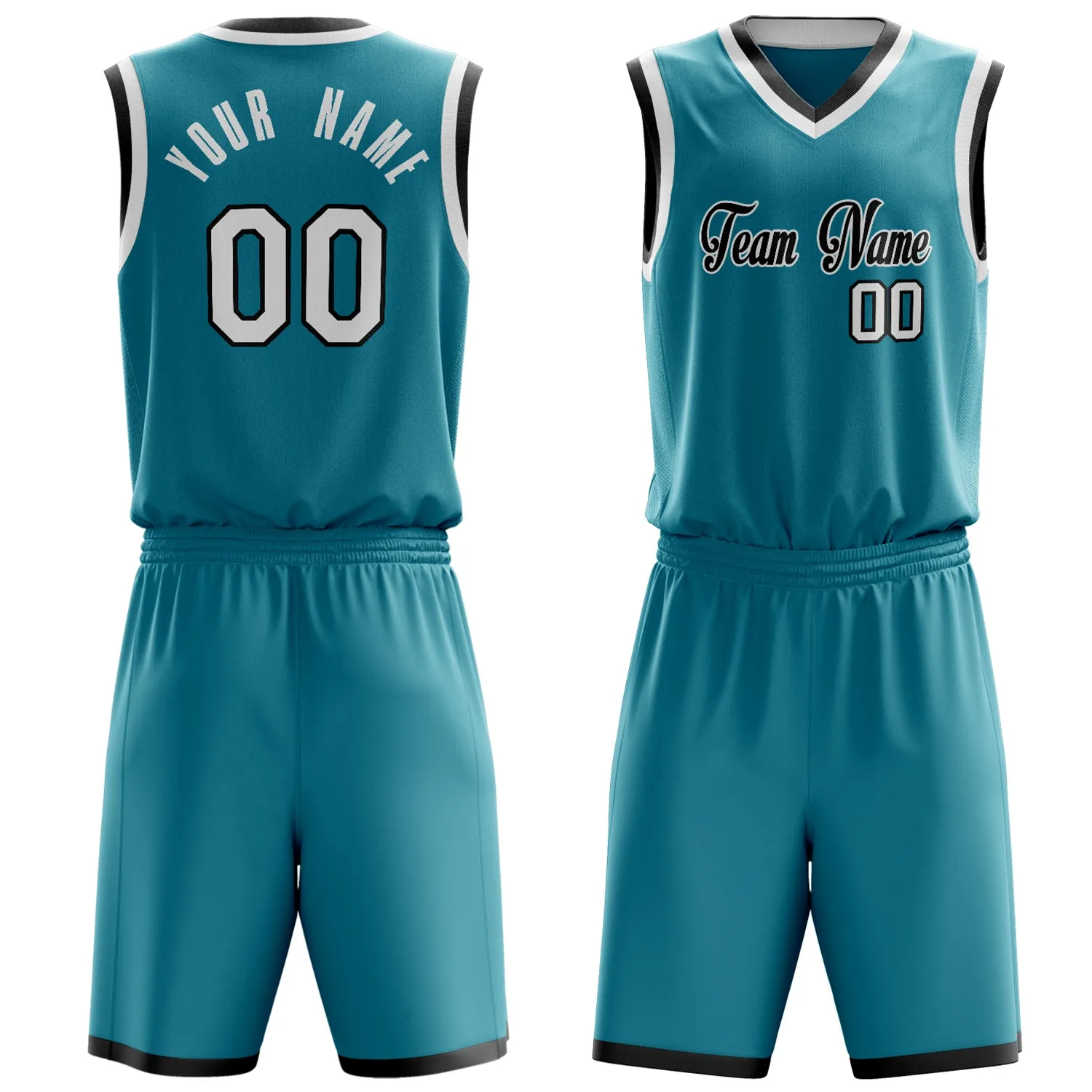 Custom Teal White Solid Color Basketball Set sold by Tailorly