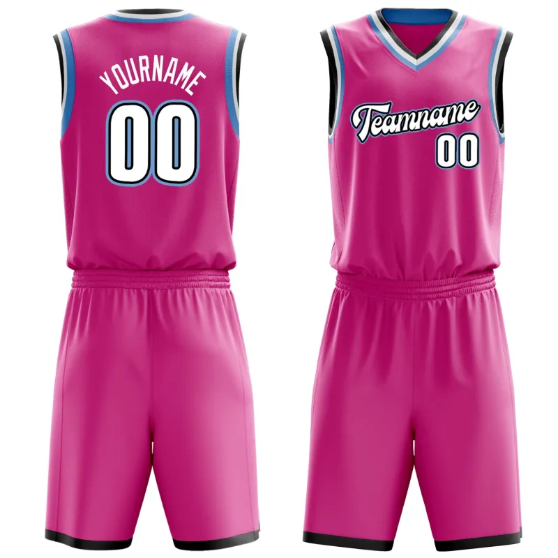 Custom Pink White Solid Color Basketball Set made by Tailorly
