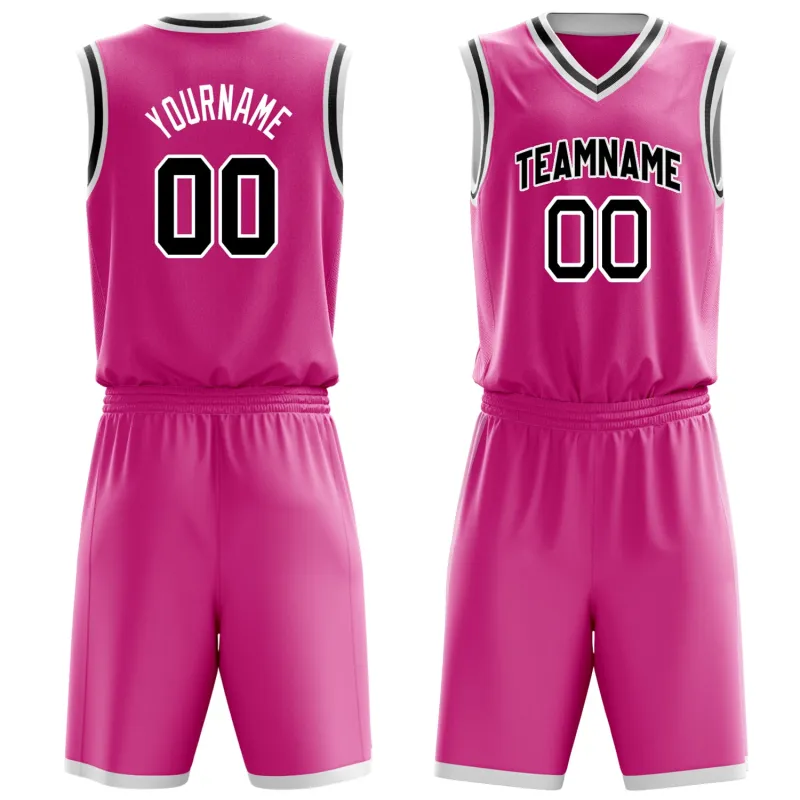Custom Pink Black Solid Color Basketball Set made by Tailorly