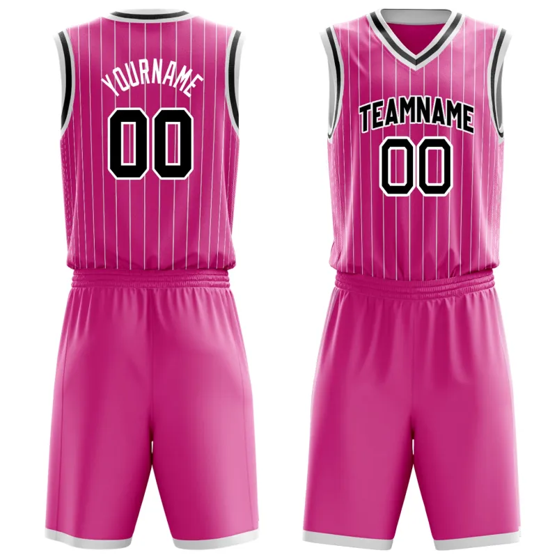 Custom Pink Black Pinstripe Basketball Set made by Tailorly
