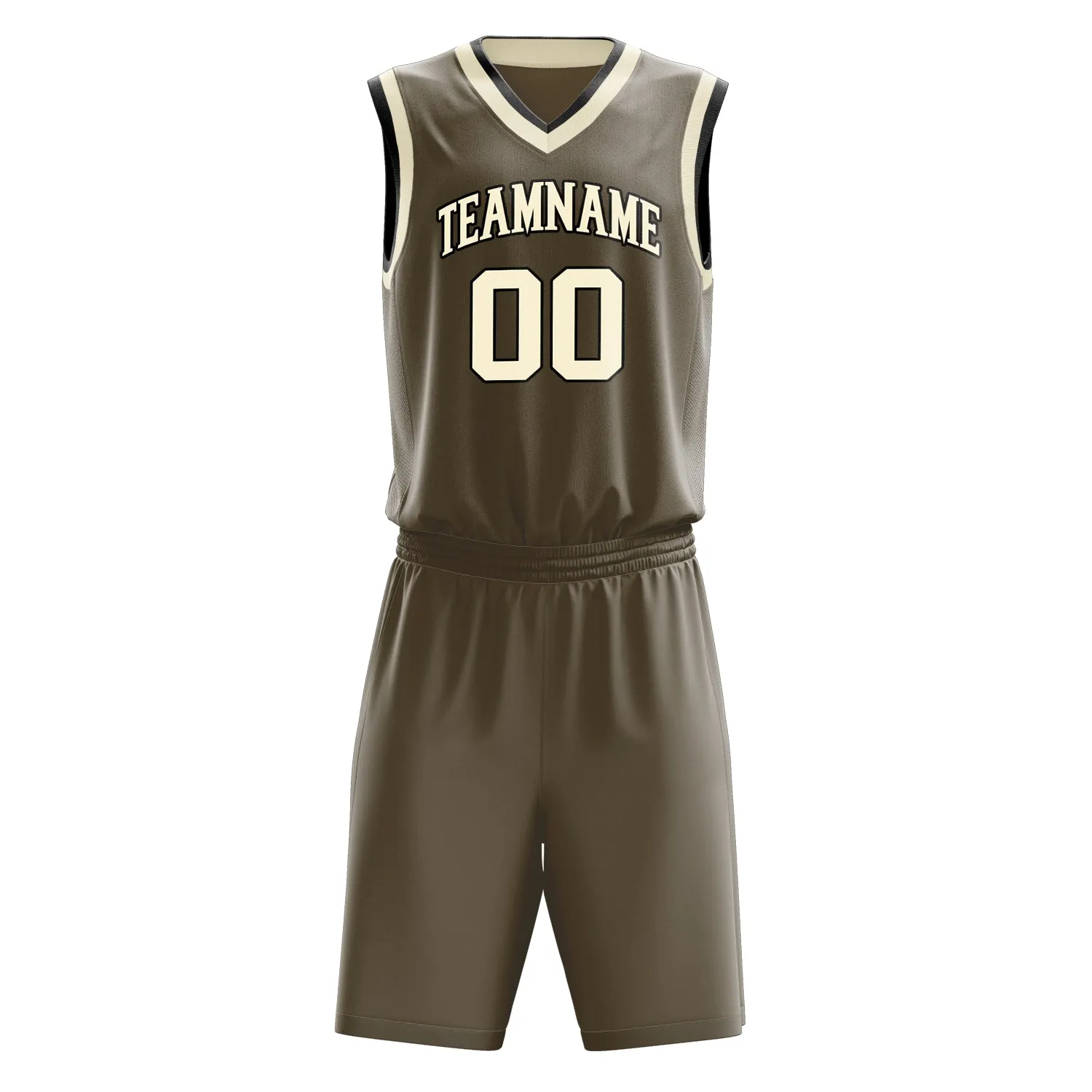 Custom Olive Cream Solid Color Basketball Set sold by Tailorly product image thumbnail 2