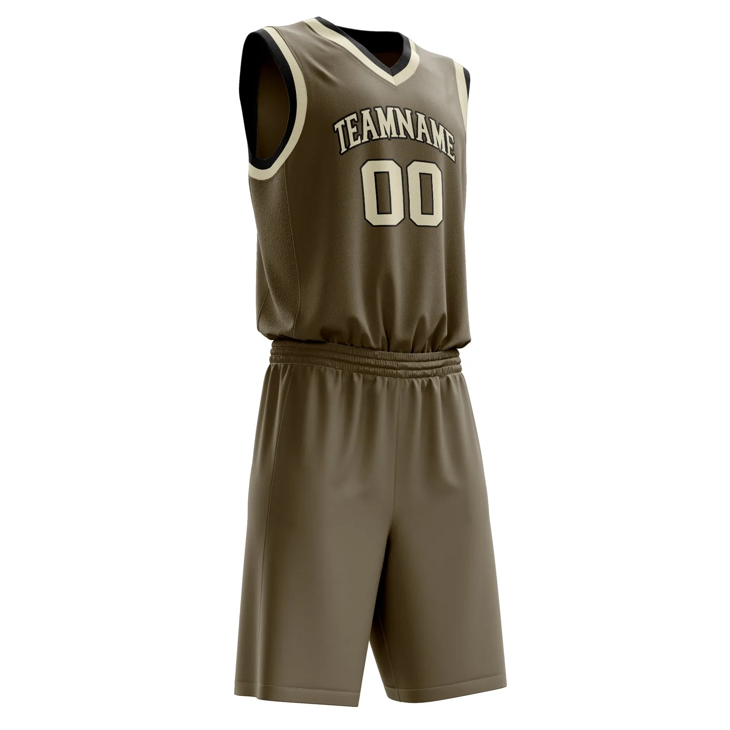 Custom Olive Cream Solid Color Basketball Set sold by Tailorly product image thumbnail 3