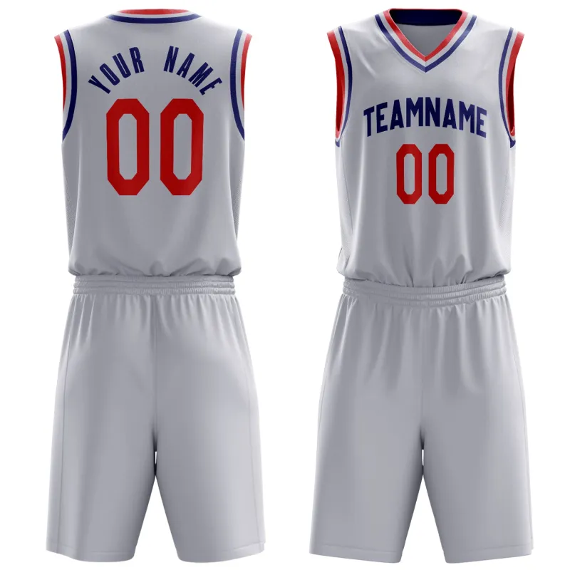 Custom White Red Solid Color Basketball Set made by Tailorly