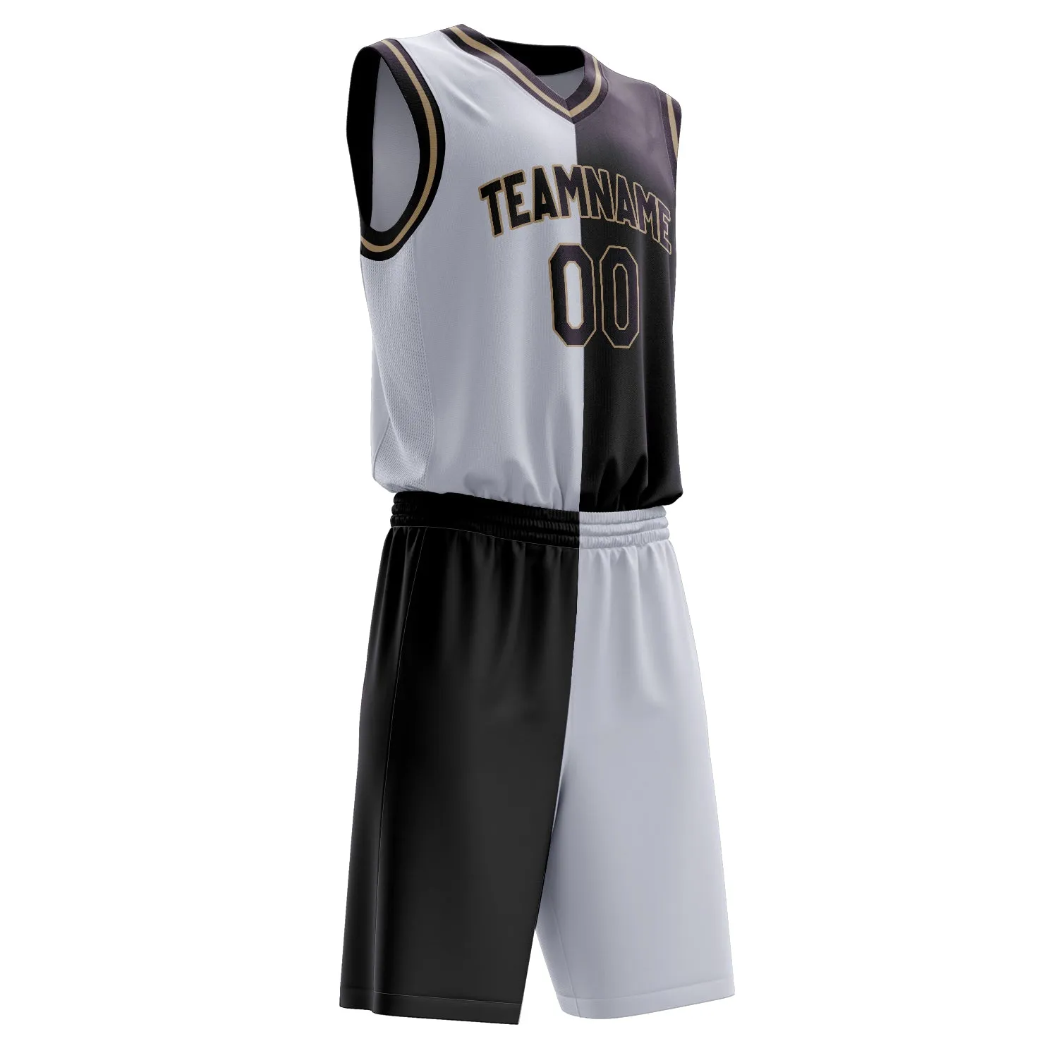 Custom White Black Split Basketball Set sold by Tailorly product image thumbnail 3
