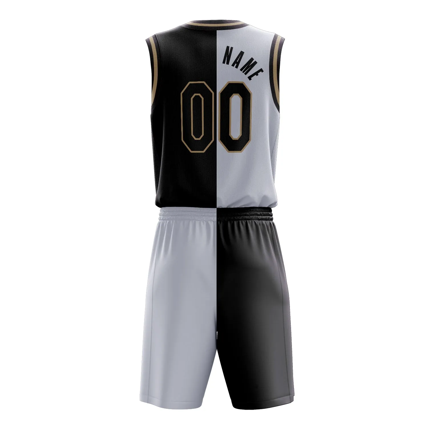 Custom White Black Split Basketball Set sold by Tailorly product image thumbnail 4