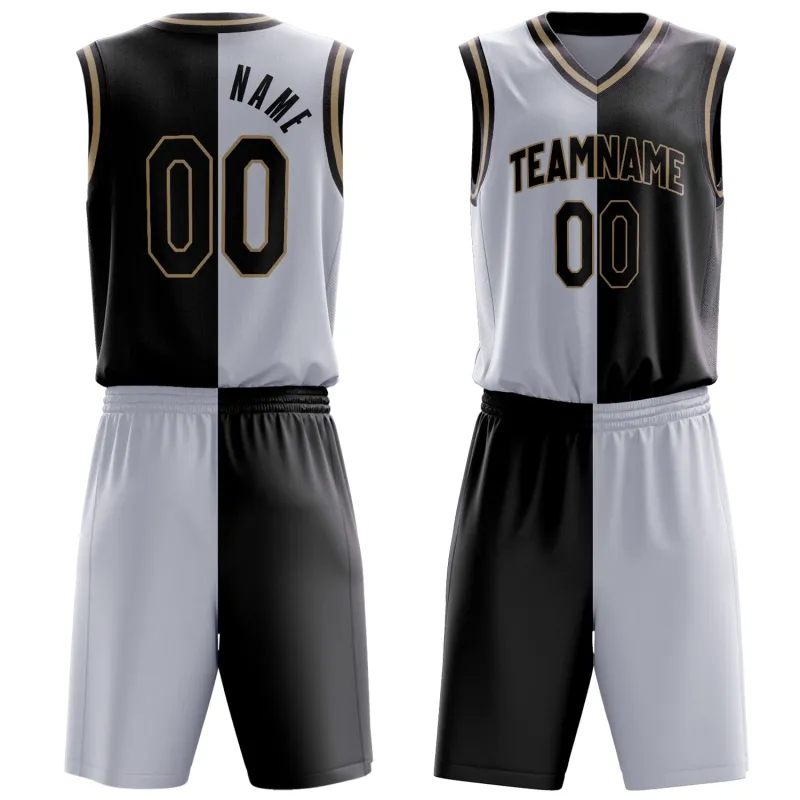Custom White Black Split Basketball Set made by Tailorly