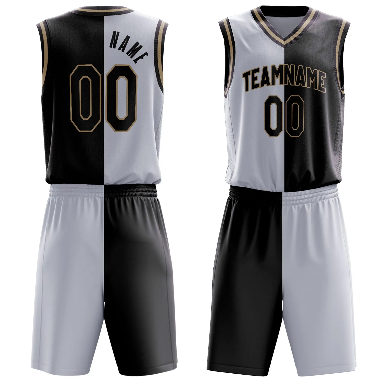 Custom White Black Split Basketball Set sold by Tailorly