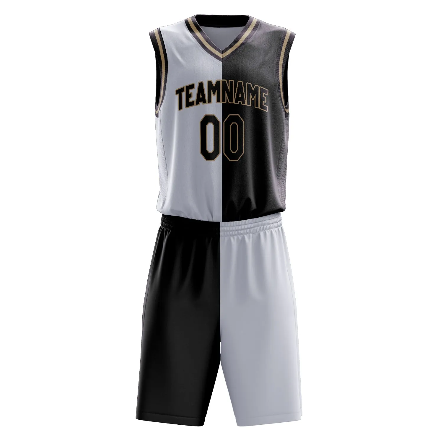 Custom White Black Split Basketball Set sold by Tailorly product image thumbnail 2