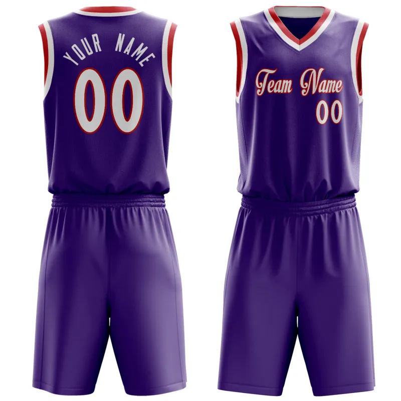 Custom Purple White Solid Color Basketball Set made by Tailorly