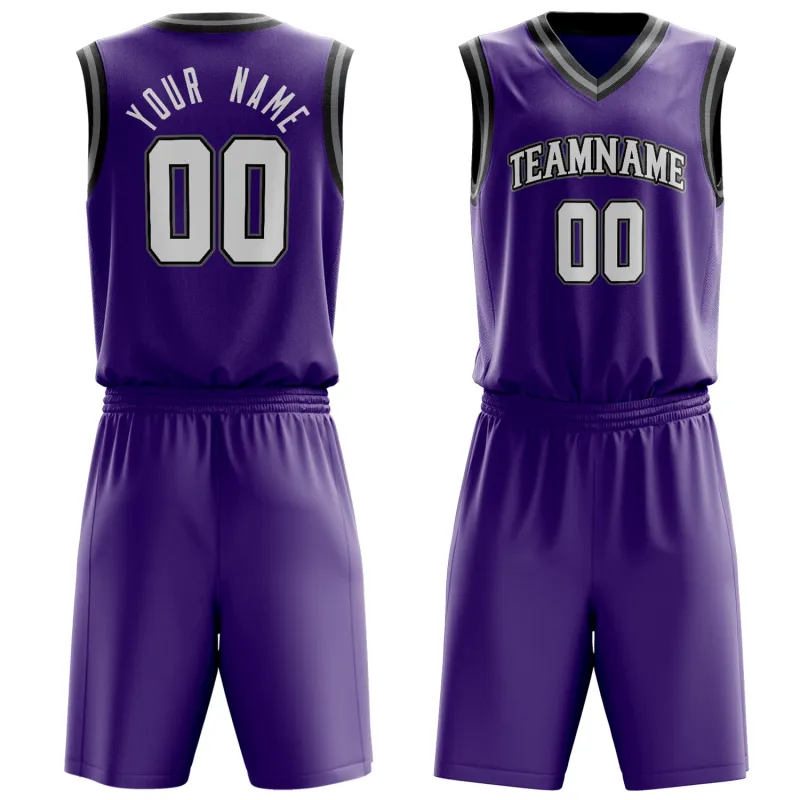 Custom Purple White Solid Color Basketball Set made by Tailorly